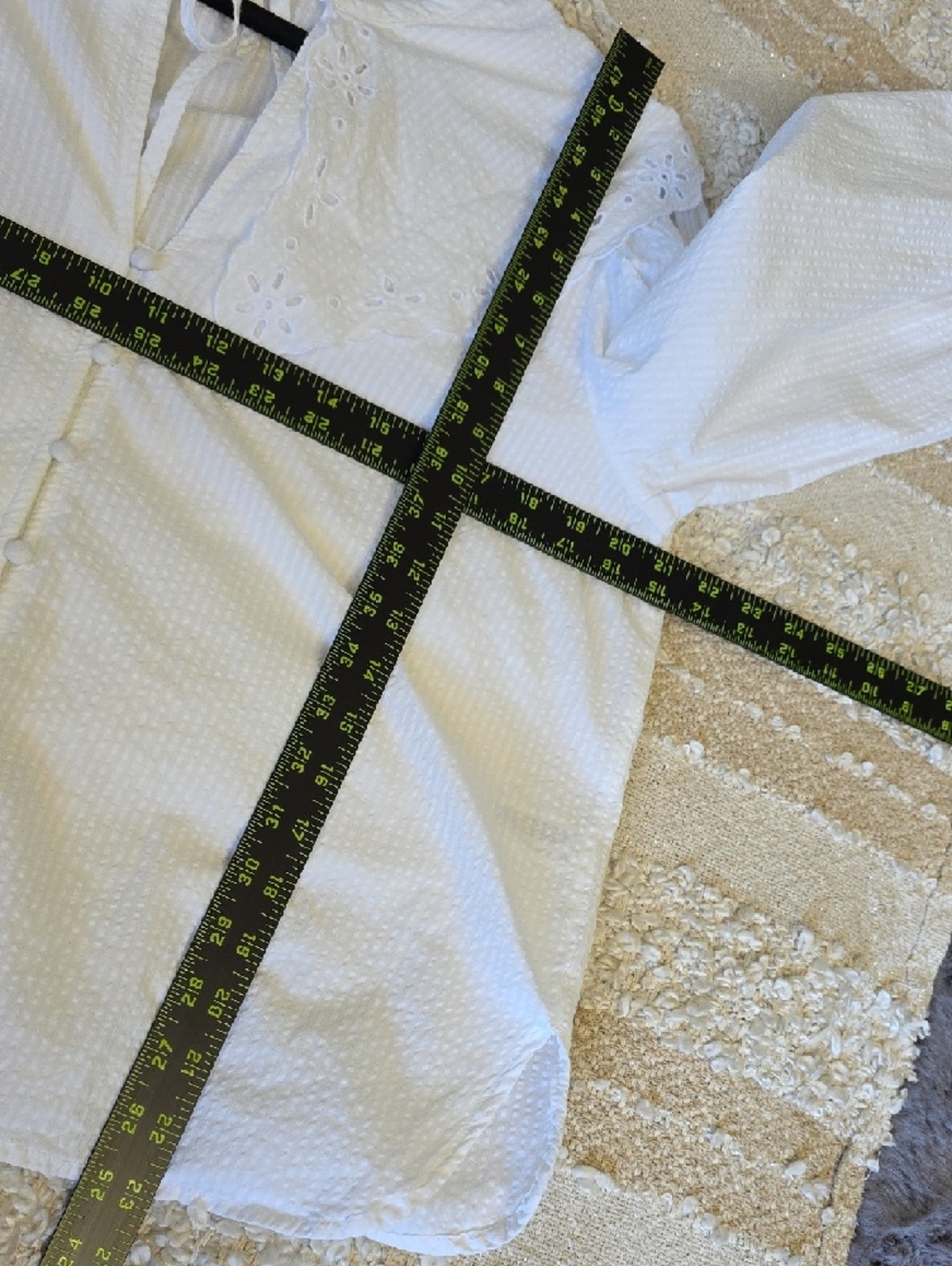 a new day White Eyelet Collar Button-Front Blouse Large - Picture 6 of 9